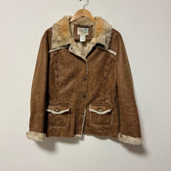 Cripple Creek Faux Fur Coat Womens Large Y2K Penny Lane Jacket Coastal Cowgirl - Picture 13 of 13